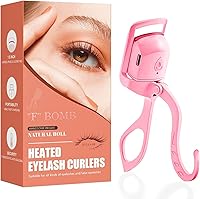 "F" BOMB Heated Eyelash Curler: 5s Fast Heat C-Shaped Rechargeable for 24H Curls, Safe Anti-Burn Electric Lash Curler