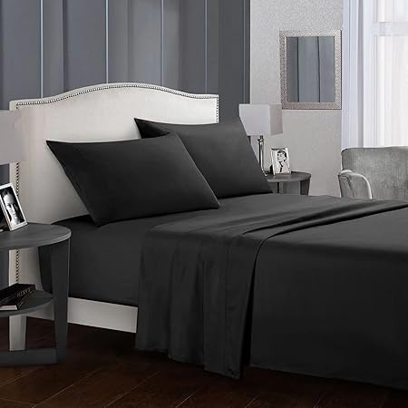 Amazon.com: ND Black Bed Sheets, Hotel Luxury Bedding Sheets ...