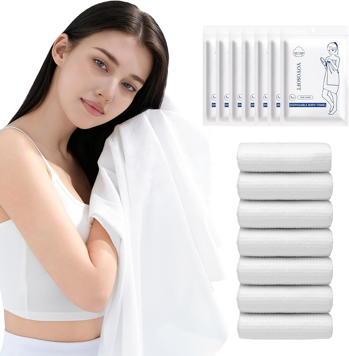 7 Pack Disposable Bath Towels Durable Large Portable Thicken Camping Towels for Travel Hotel Business Trip Swimming Pet Towels Sauna Spa Hot Spring Water Play 55.12''X27.56''