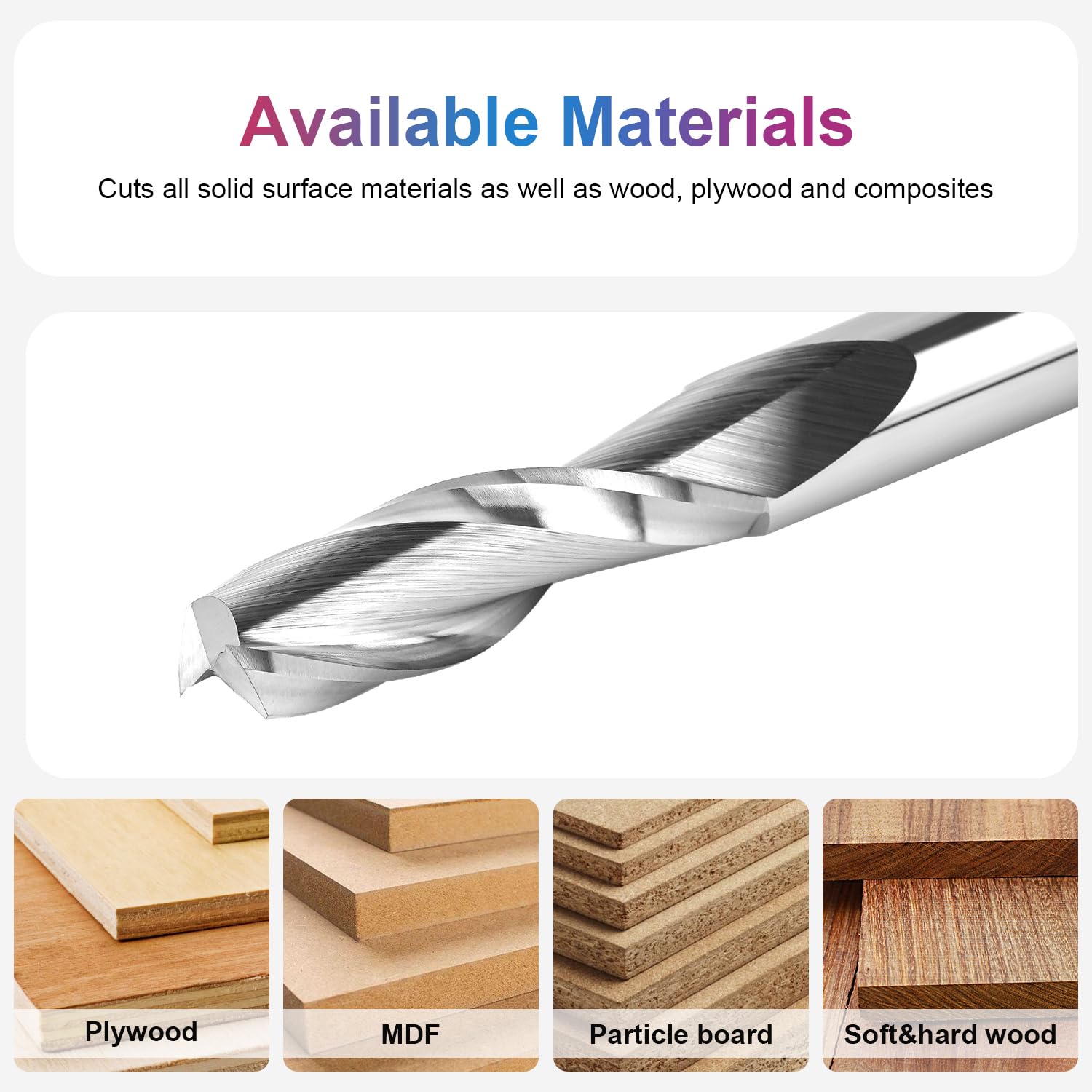 SpeTool Upcut Spiral Router Bit 3/8 Inch Shank 1-1/4 Inch Cutting Length Solid Carbide CNC Wood Router Engraving Bits