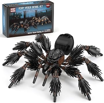 HIGH GODO Spider Animal Building Set, MOC Wild Animals Black Spider Model Kit, Collectible Horror Halloween Spiders Toy Gift for Teens Adults 14+ 339 PCS