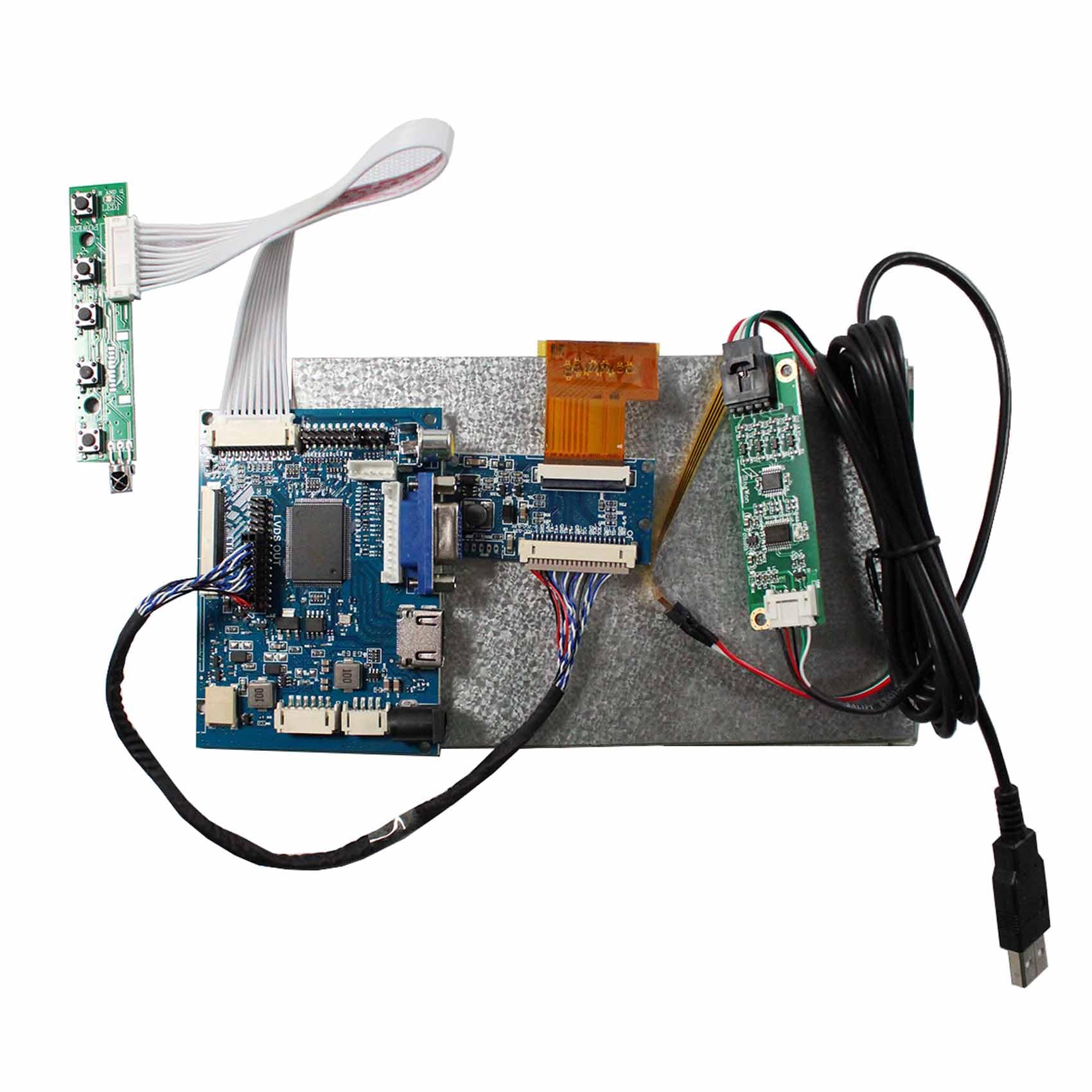 VSDISPLAY Pantalla LCD táctil de 7 pulgadas 1024 x 600 250 nits, con placa VGA H/D