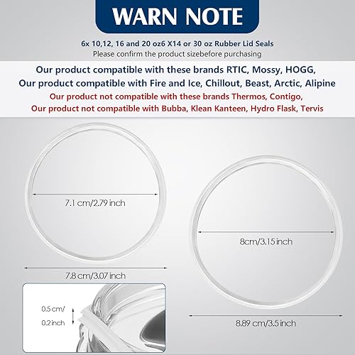 Miniatura 2 de Sellos de tapa de goma de repuesto de 30 onzas y 20 onzas compatibles con juntas de tapa para vasos de acero inoxidable de 10, 12, 14, 16, 20 o 30
