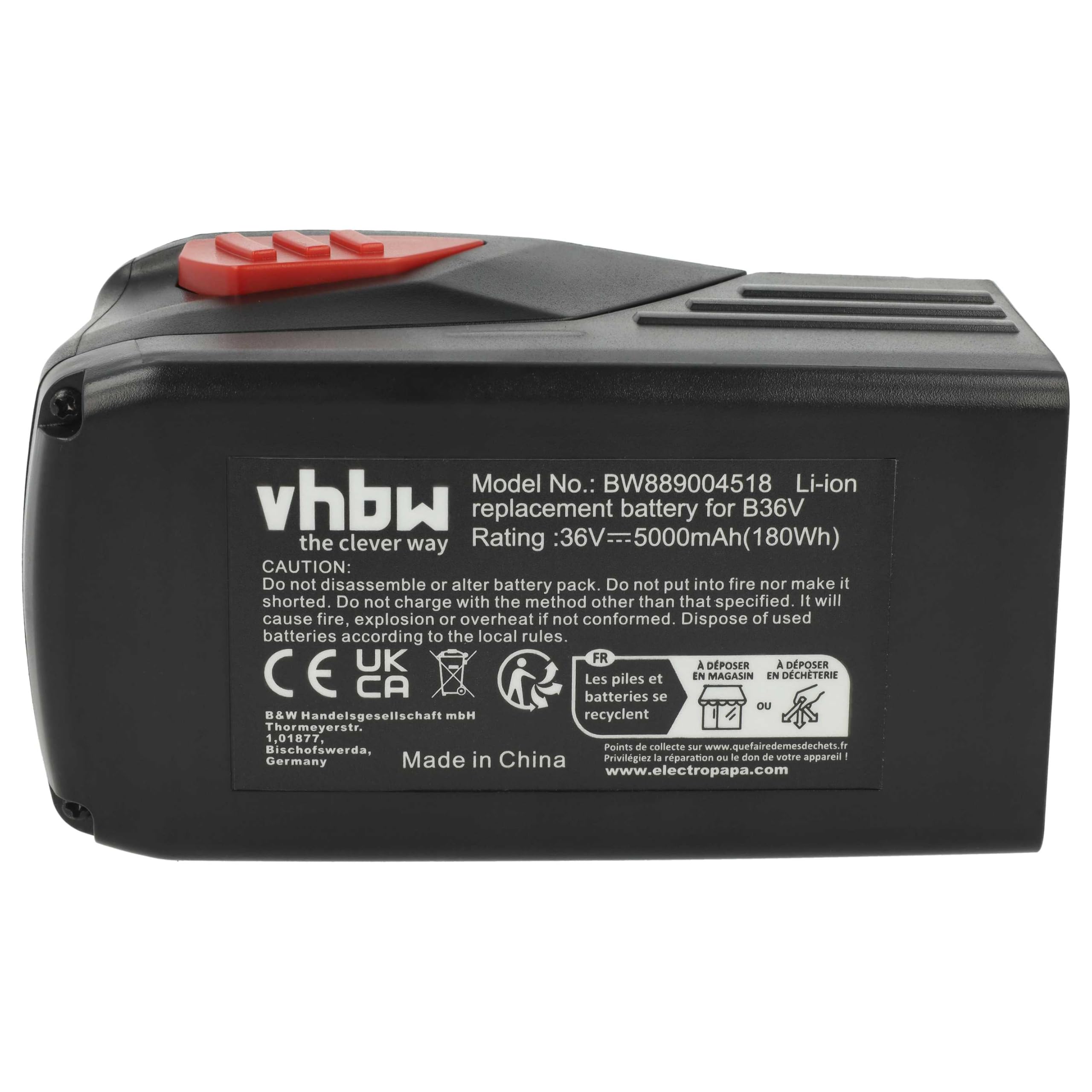 vhbw Batería Compatible con Hilti TE6-A36, TE 7A, TE7A, TE 6-A36 AVR, TE 500-A36, WSC 7.25-A36, CPC 36V Herramienta (5000 mAh, Li-Ion, 36 V)