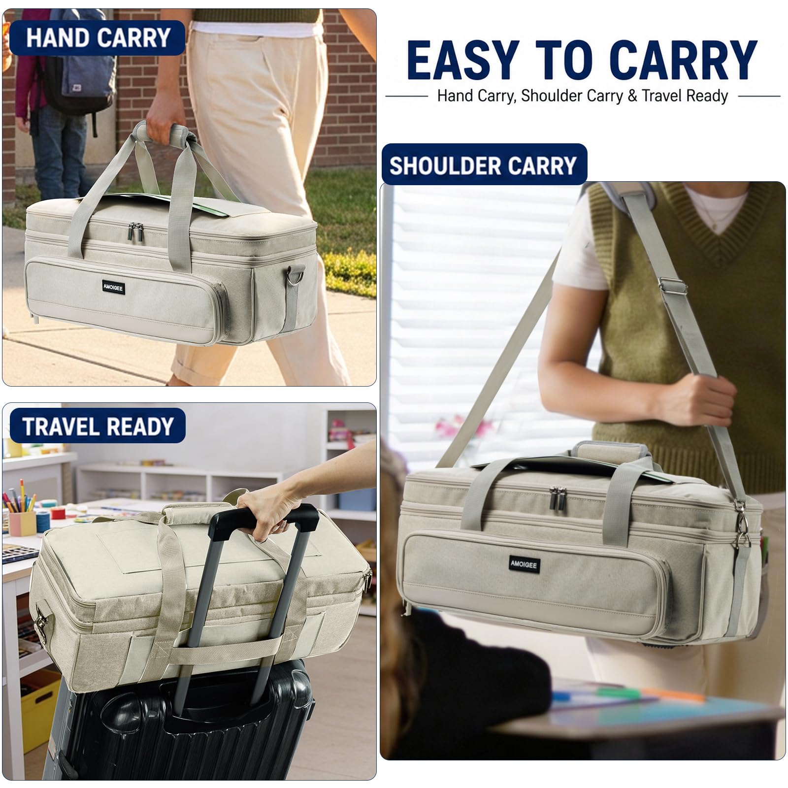 AMOIGEE Doppellagige Tragetasche für Cricut Explore 5, Zubehör und Lieferanten, Aufbewahrungstasche mit Vinyl-Rollen-Organizer, Schneidematten-Tasche, sichere Maschinengurte und reisefreundliches