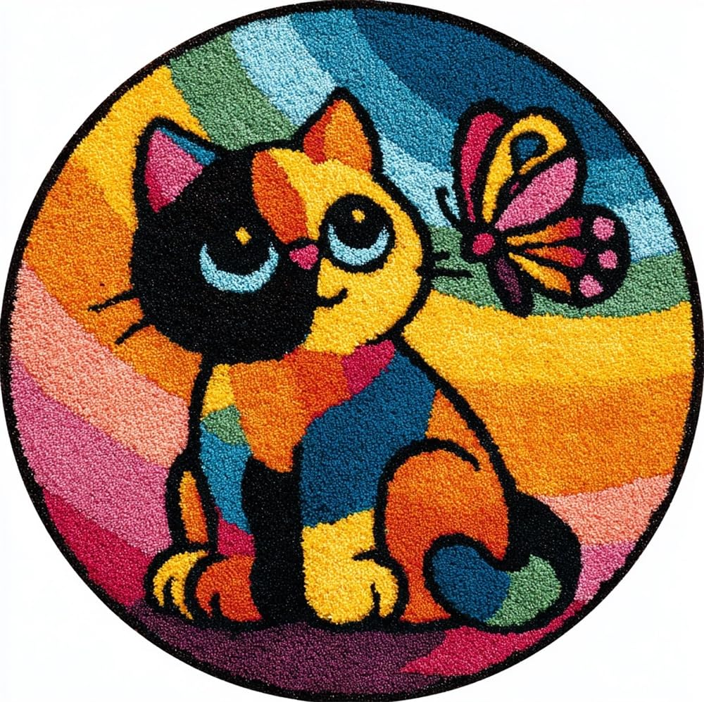 kitphoenix Latch Hook Craft Cat and Butterfly