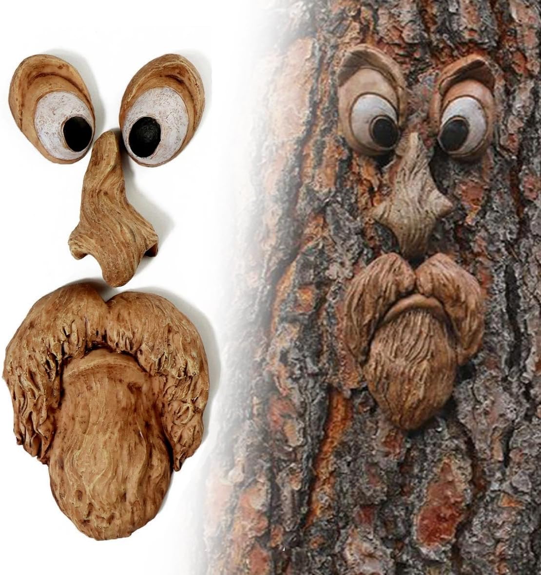 Tree Face Decor Outdoor | Old Man Bark Ghost Statues | Funny Yard Art Statues | Halloween & Easter Garden Props Creative Decorations