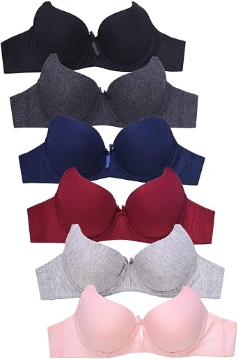 DailyWear Womens Plain Lace Bras Pack of 6 - Various Styles 4207P, 40C