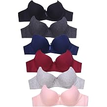 White Apparel Womens Basic Plain Bras Packs of 6 - Various Styles, 058, 36A
