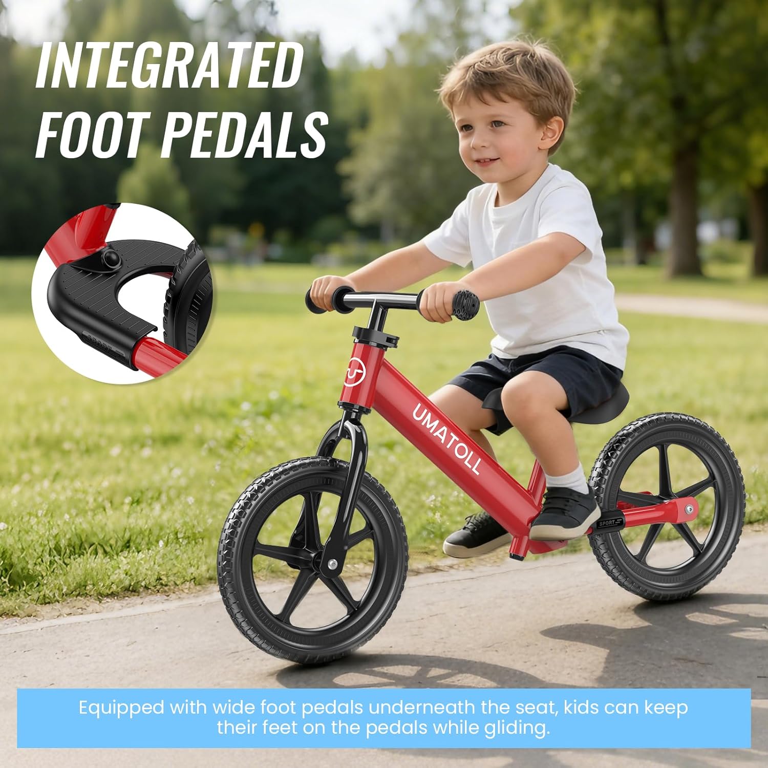 Umatoll Toddler Balance Bike for 2-5 Year Old, Adjustable Kids Toy Bicycle, Gift for Ages 2-3 Girls Boys