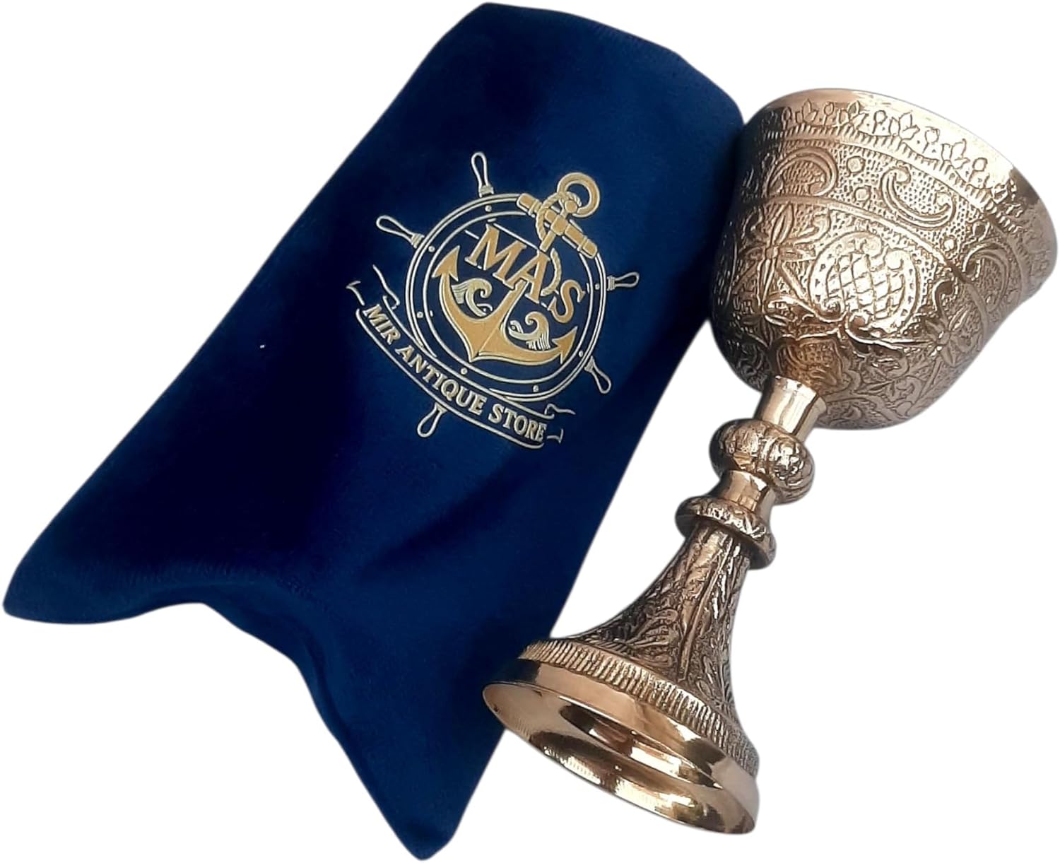 6'' Vintage Chalice Goblet | 1x Royal Wine Cups of King Arthur - Renaissance Medieval Goblet Gifts, For Wedding Anniversary Royal Brass Medieval with Velvet Gift Case, Single Piece