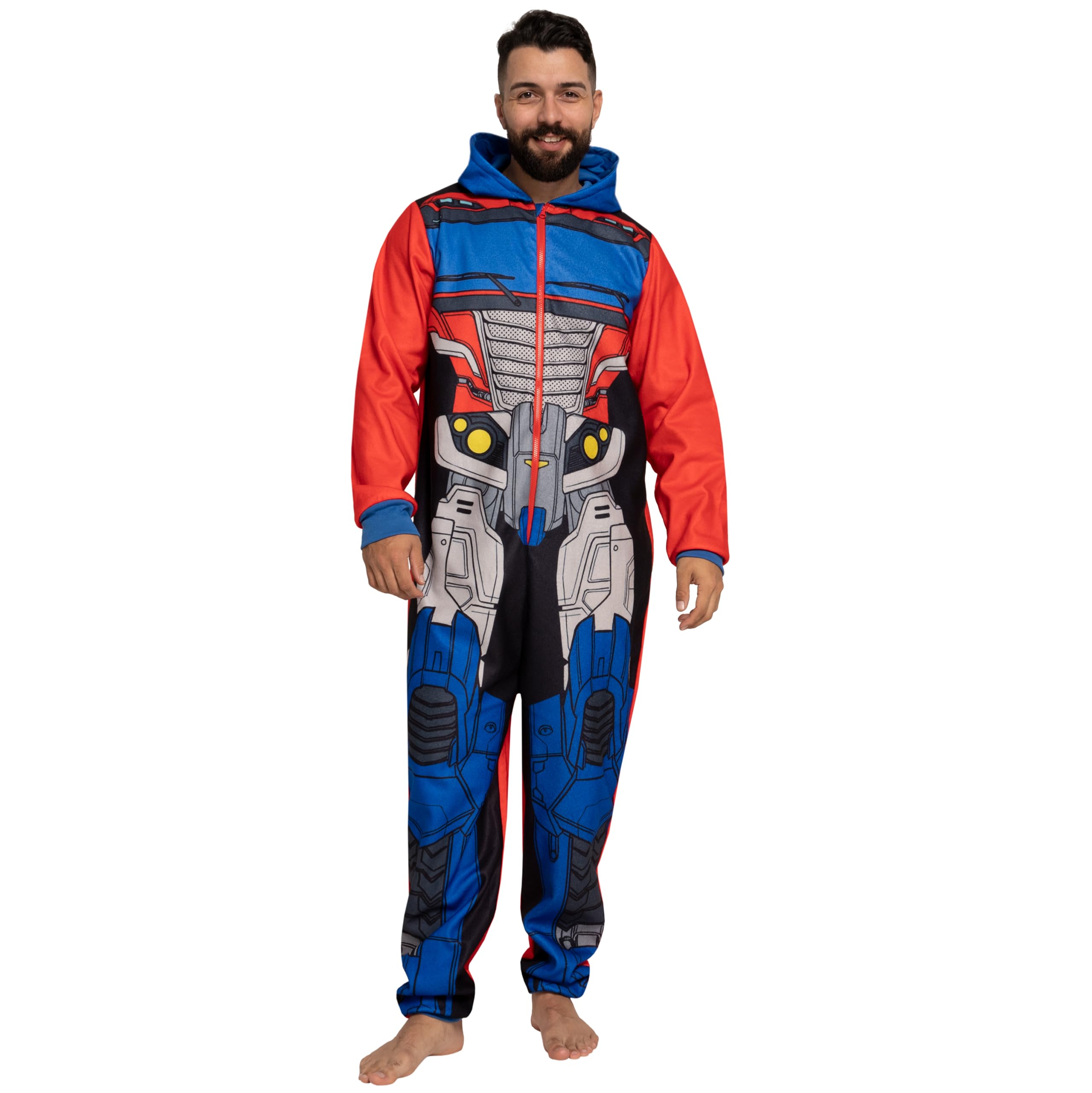 Transformers Barboteuse pour Hommes | Pyjama Combinaison pour Hommes | Surpyjama Optimus Prime | Autobots Adulte Onesie | Vêtements de Nuit en Polaire pour Hommes
