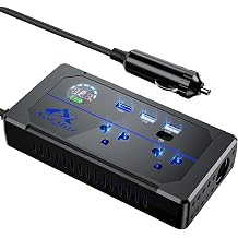 Car Inverter, 200W DC 12V to AC 100V Converter, 3 Ports, QC3.0 Rapid Charging, Compatible with TYP-C, Smart Display, Multi Protection, Car Power Inverter, Charging & Power Supply