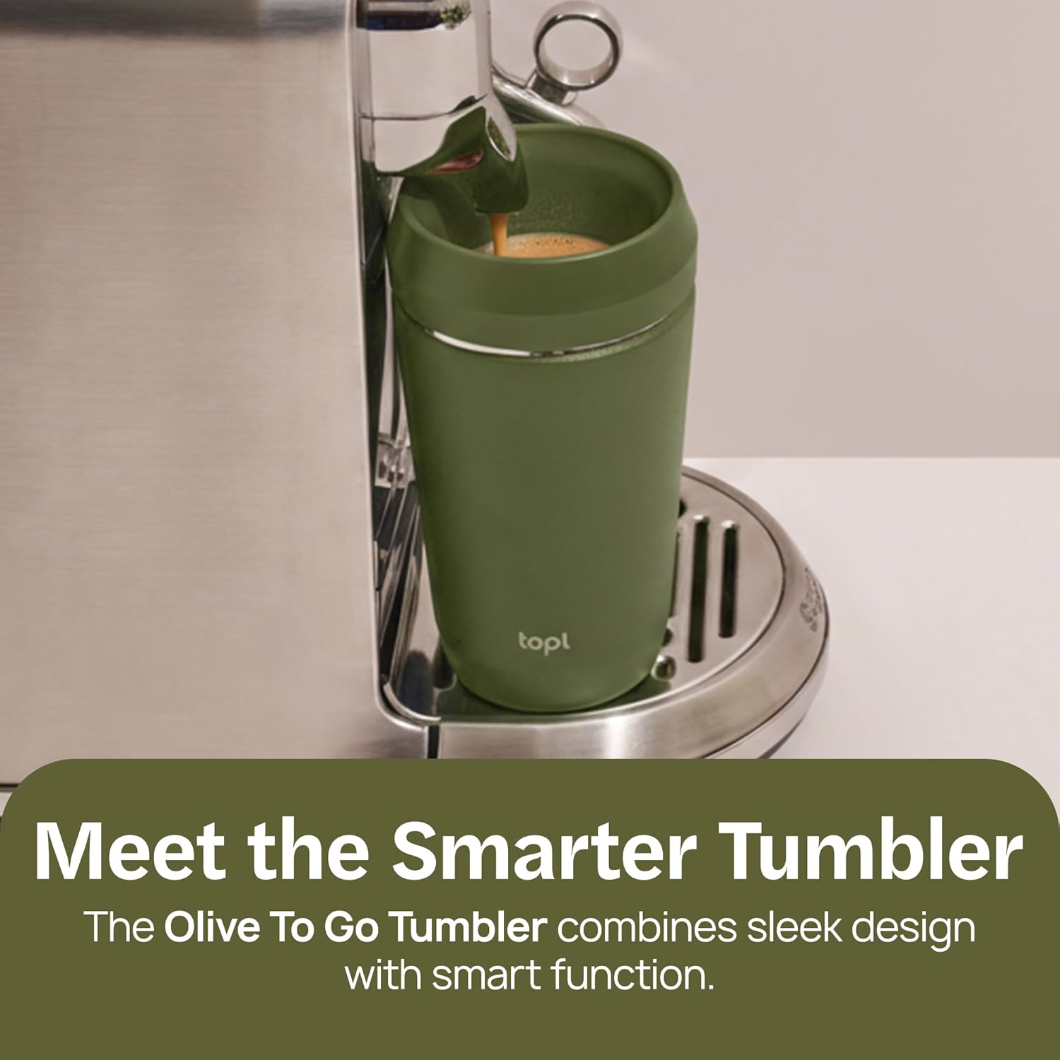 TOPL To Go Coffee Cup – Insulated Travel Coffee Mug with 360° Leak‑Safe Lid, Stainless Steel Coffee Tumbler for Hot/Cold, Spill‑Resistant, BPA‑Free - Olive, 16 oz