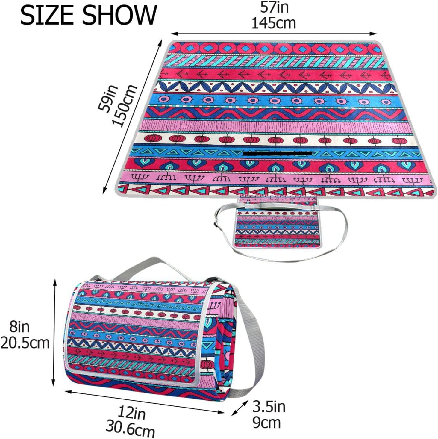レジャーシート レジャーマット 厚手 アルミ 折り畳み 防水 コンパクト 大判 民族風 トライバル柄 ストライプ 花見 キャンプ 軽