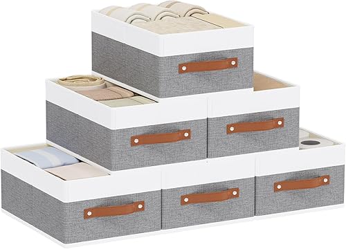 Miniatura 1 de Contenedores de almacenamiento para ropa, contenedor de armario con asas, cestas de almacenamiento plegables, contenedores de tela para organizar