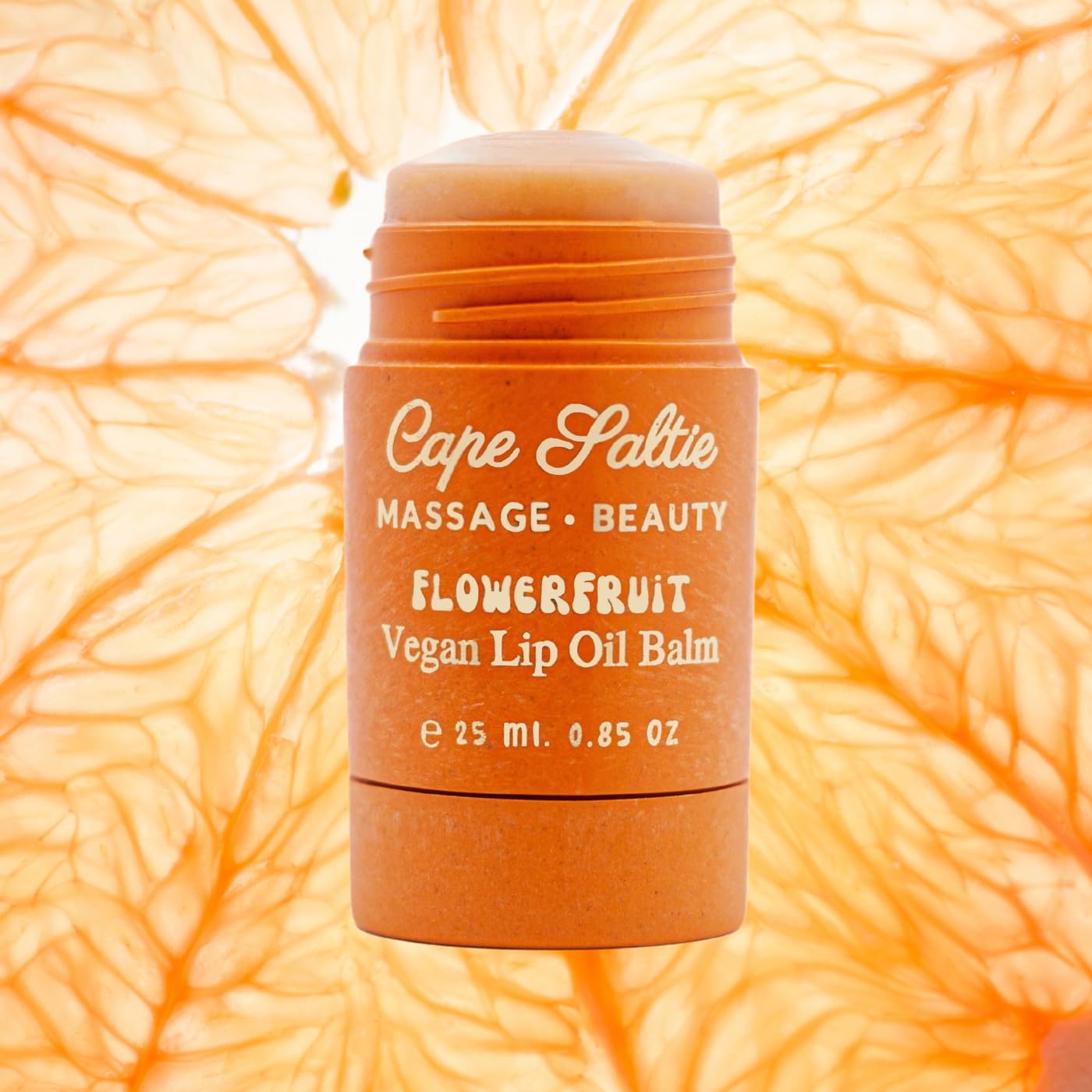 Cape Saltie · Massage Beauty Flowerfruit Vegan Oil Lip Balm in "Mermaid Fruit" — Grapefruit (25ml, 0.85 oz, Jumbo Size Peach Tint) | Nourish, Hydrate, Moisturize | Infused with Natural Fruit Oil - Image 6