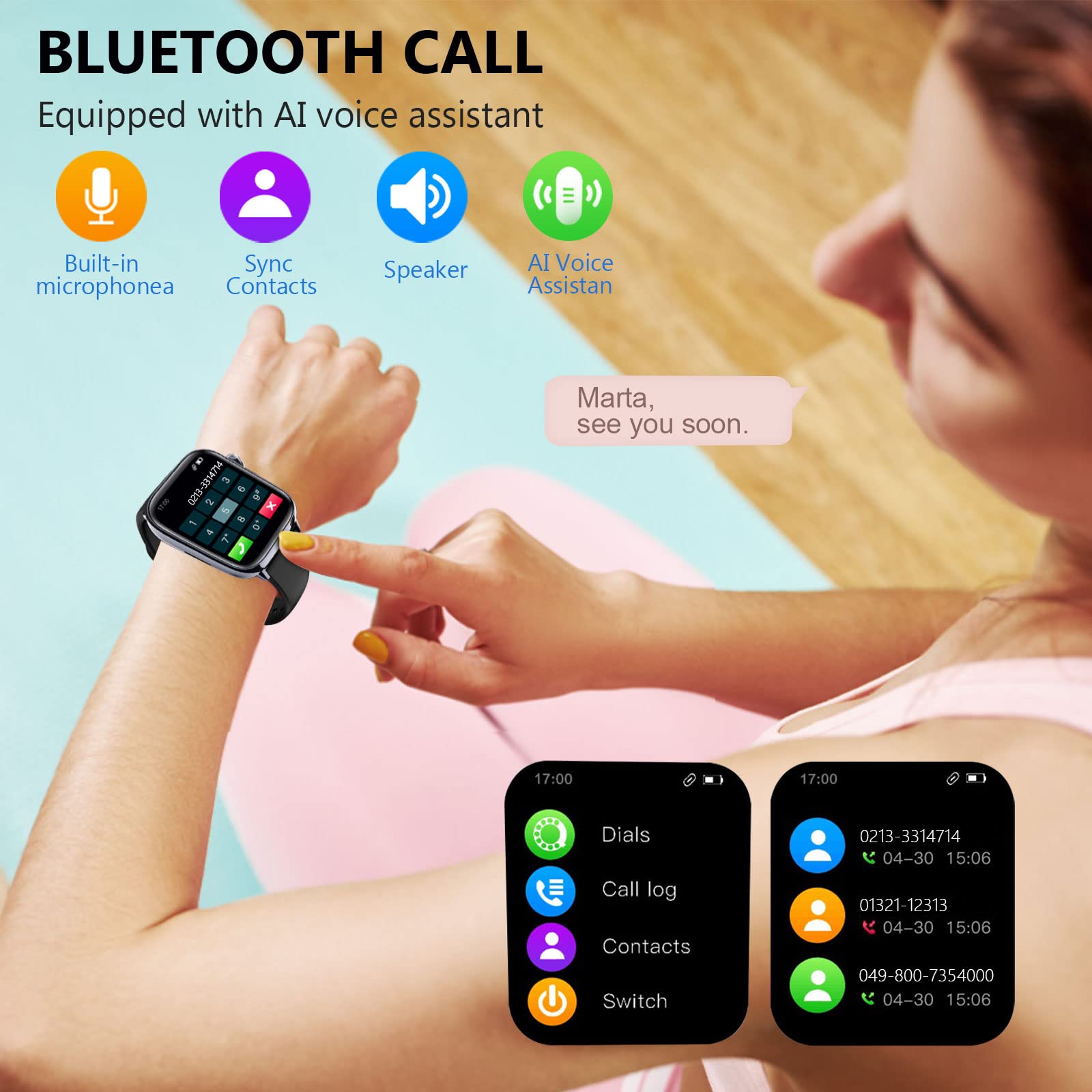 ANCHGPO Smartwatch Uomo Donna,1.83'' smartwatch con whatsapp, Chiamate, Fitness Cardiofrequenzimetro Contapassi Calorie 100+ Sport,Monitor del Sonno Android ios(Nero A (chiamata))