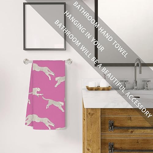 Miniatura 4 de Toallas de cocina de leopardo rosa, decoración de guepardo, leopardo retro, decoración de cocina rosa, paños de cocina rosa preppy de 16 x 24