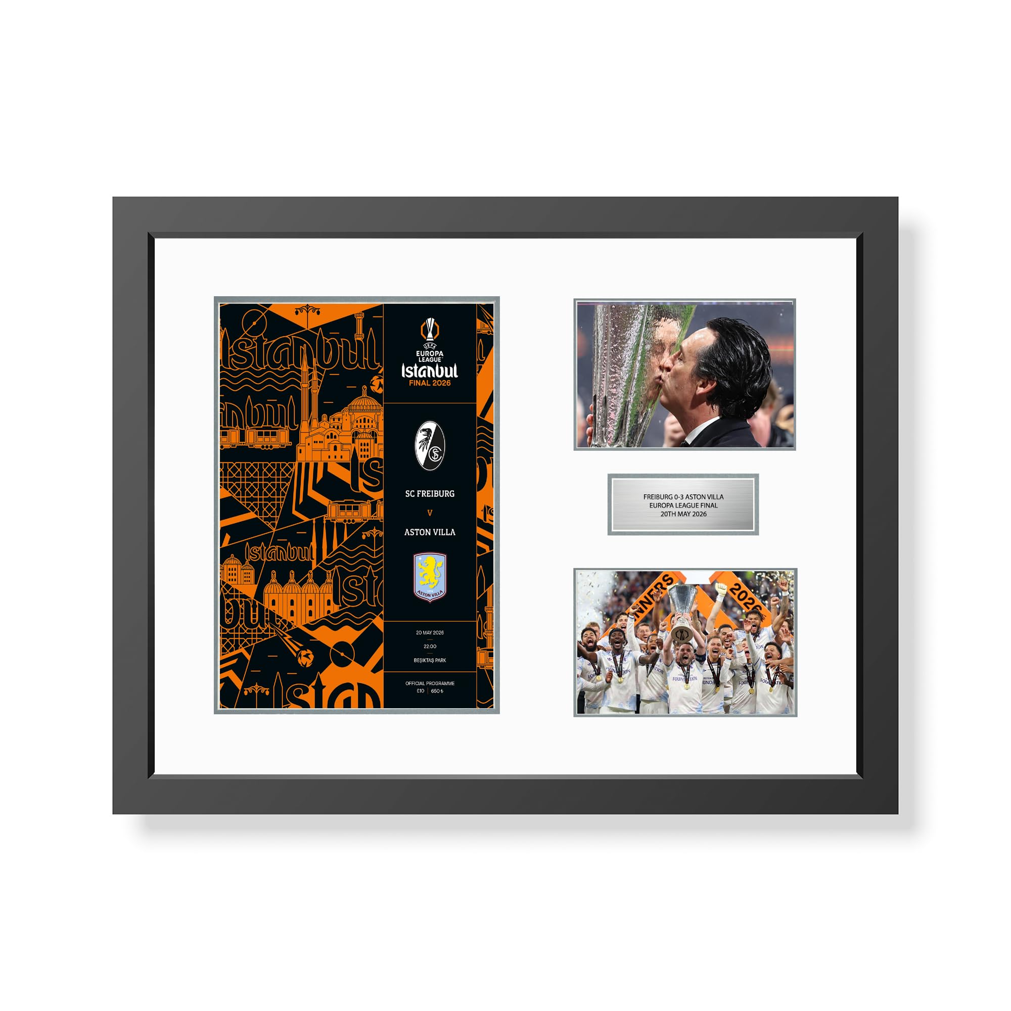 Aston Villa 2026 Europa League Final Winners Framed Display with Programme and Photos