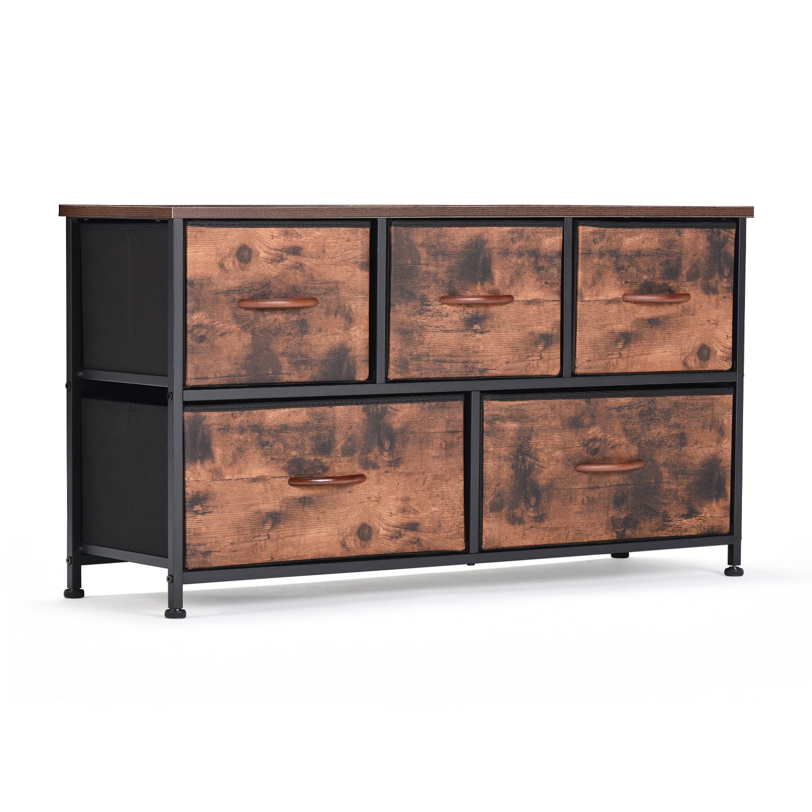STARY Fabric Closet Dresser & Chests of Storage Bedroom, 5-Drawers, Rustic Brown