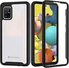 seacosmo Coque Samsung A51 5G, Coque Galaxy A51 Antichoc avec Protège-écran Housse Full Body Protection Etui Transparent Integrale Bumper Simple Portable Case Coque pour Samsung Galaxy A51 5G -Noir
