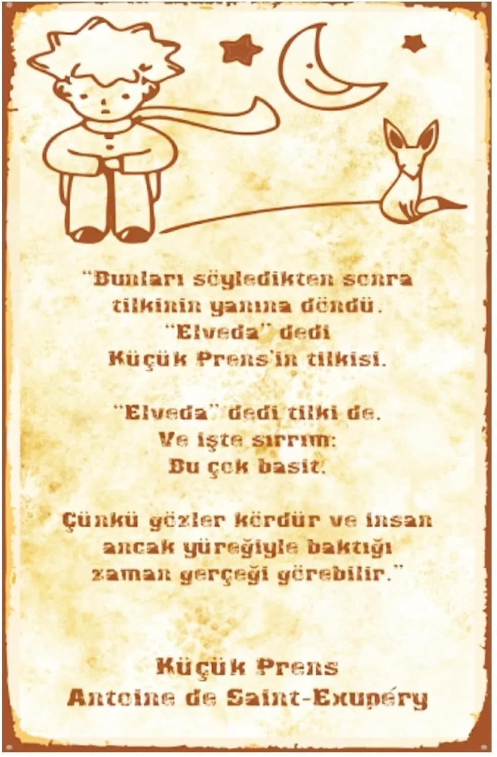 Dekolia Kuşe Kağıt Duvar Posteri Küçük Prens Retro Vintage Drtr0044