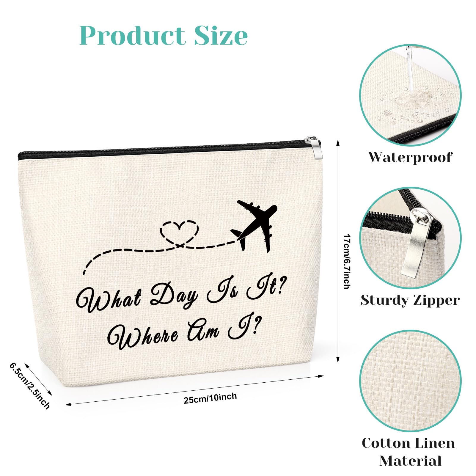 Flight Attendant Gift Makeup Bag Gifts for Traveling Airline Stewardess Flight Attendant Graduation Gifts Thank You Gifts for Flight Crew Flight Student Graduation Presents Travel Zipper Pouch - Image 2