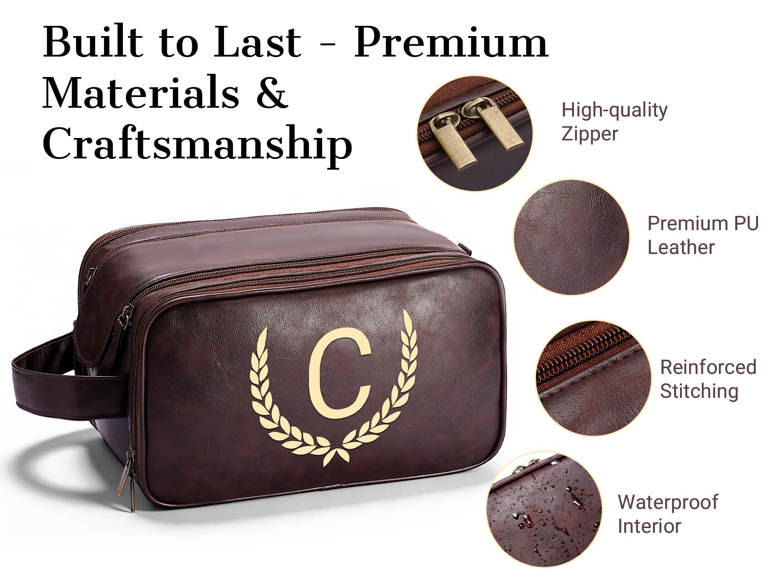 OXYEFEI Regalos personalizados para hombres, bolsa de aseo grande personalizada para hombres, cuero sintético personalizado, impermeable, artículos de aseo personal para hombre, viaje con kit esencial