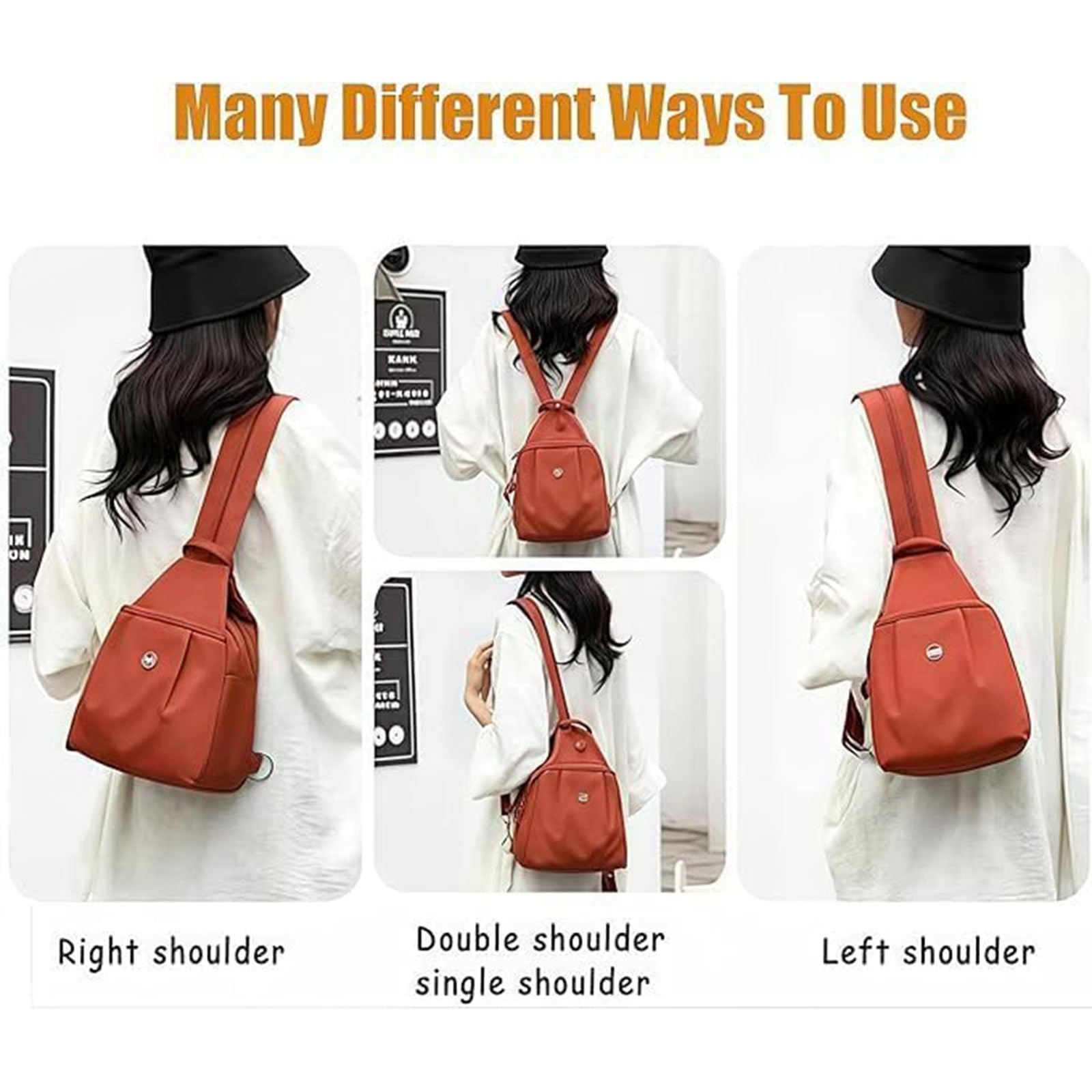 Mini Sac à Dos 3 en 1 Antivol Femmes Grande Capacité Oxford Bordeaux