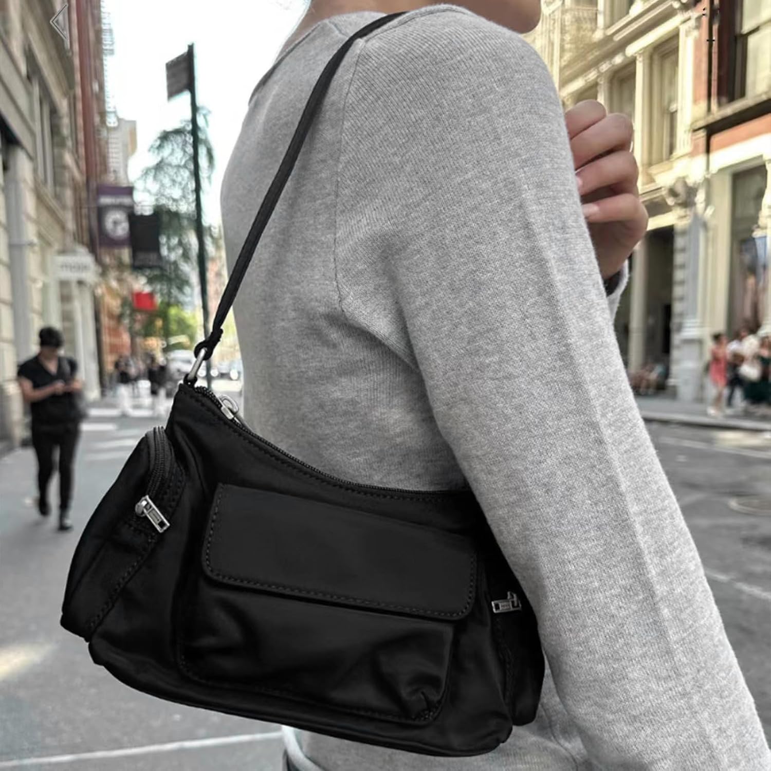 Multi-pocket Nylon Shoulder Bag for Women Small Shoulder Purse Casual Underarm Bag - Image 2