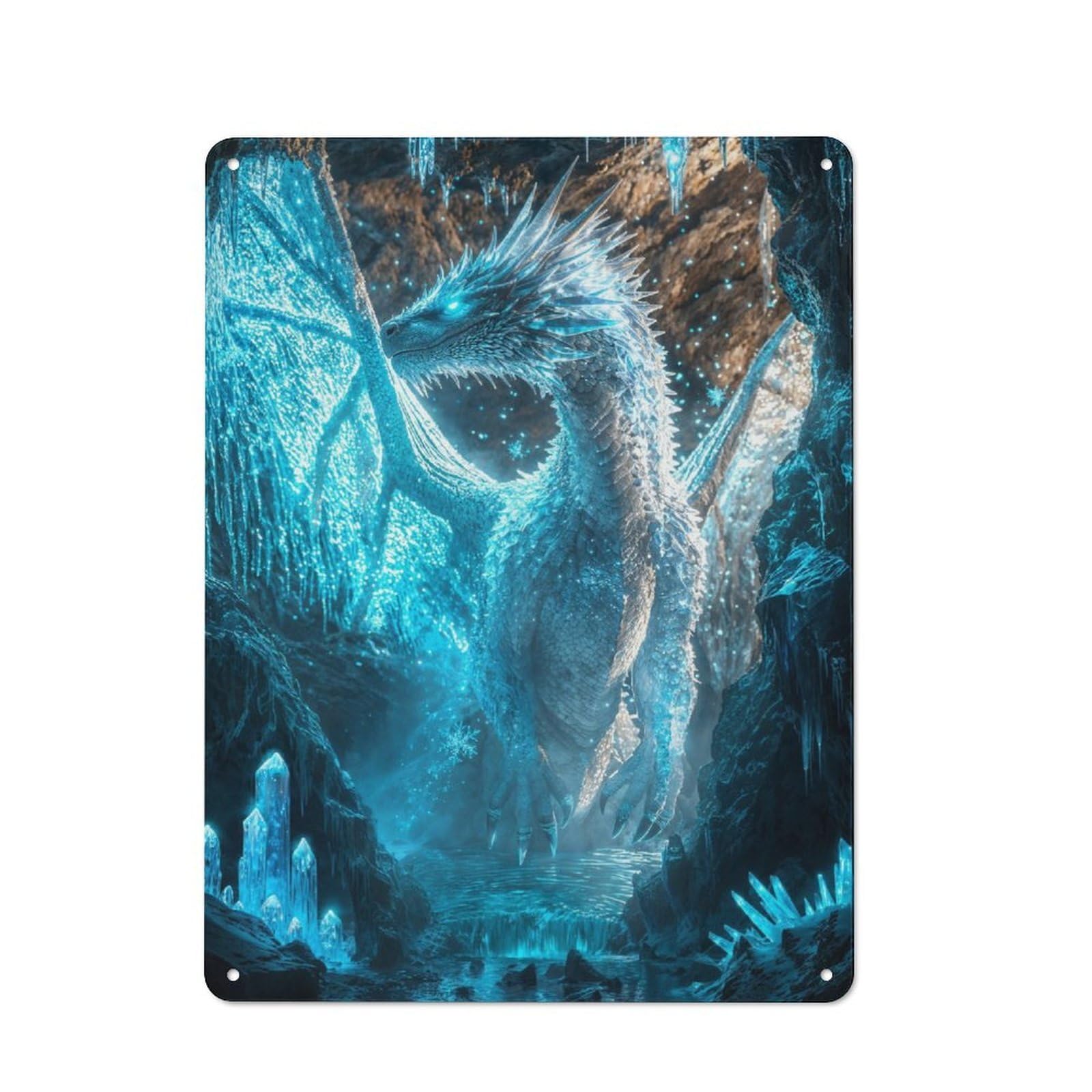 Junmoney Eternal Ice Dragon Retro-Style Metal Plaque 40X30cm For Kitchen Or Home Bar, Gift For Home Bar Enthusiasts During The Christmas Season