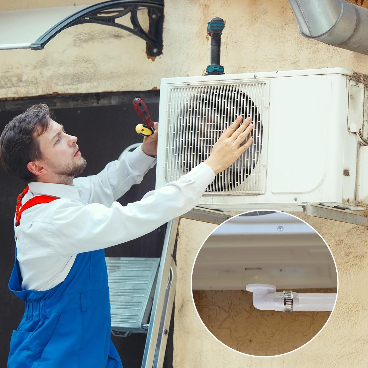 10ft Universal Air Conditioner Drain Hose, Portable AC Drain Hose Elbow Fitting(3/5 inch),Window Air Conditioner Drain Kit for Window AC and Mini Split Units (1 Pack) White-1 Pack image 6 of 8 B0CC4KHZWG