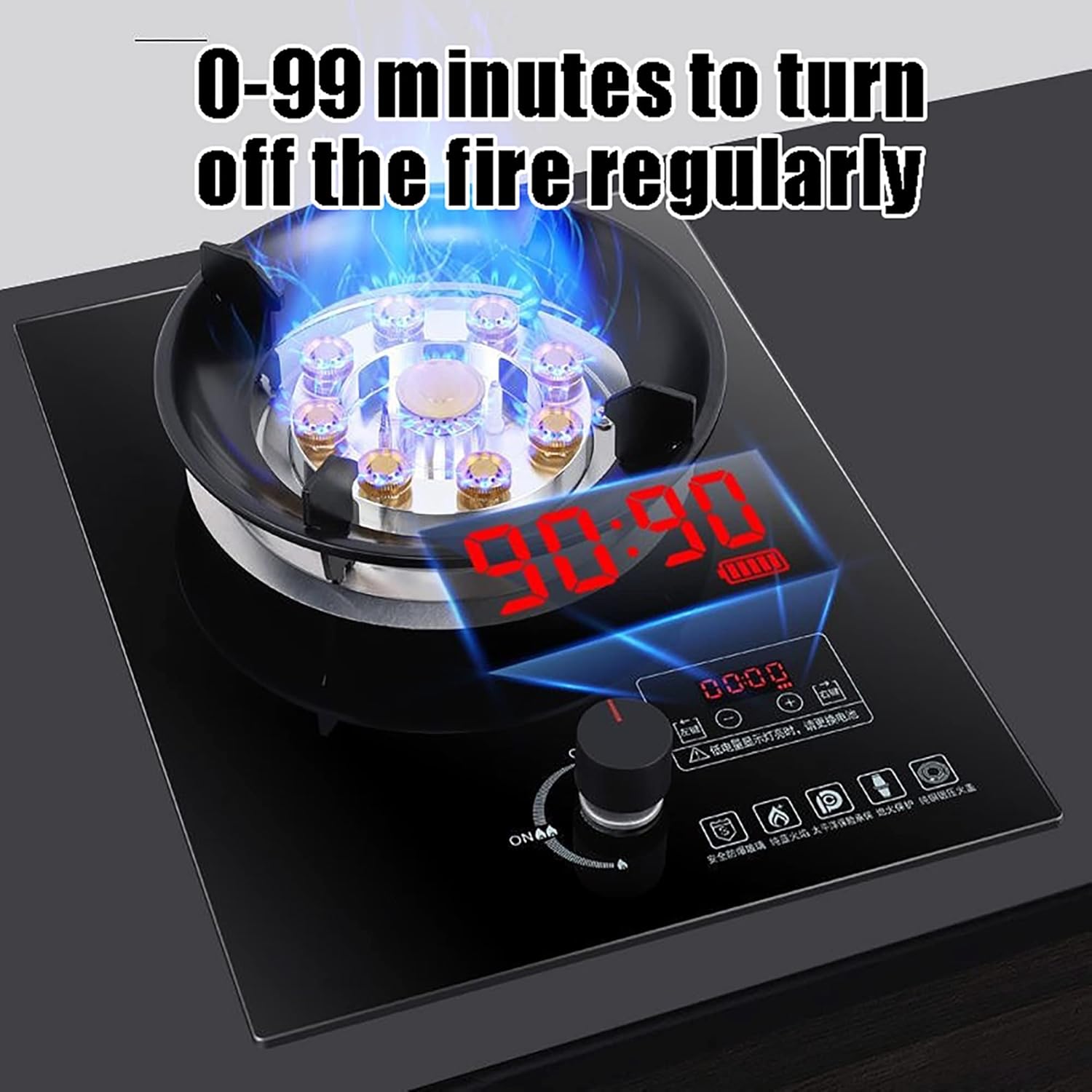 Burner Gas Cooker gas hob 5.2KW Built-in gas stove， Table-Top Cooking ，Black tempered glass is easy to clean，Portable wok gas stove for Home, Camping & Caravan Cooking [Energy Class A](B,NG)