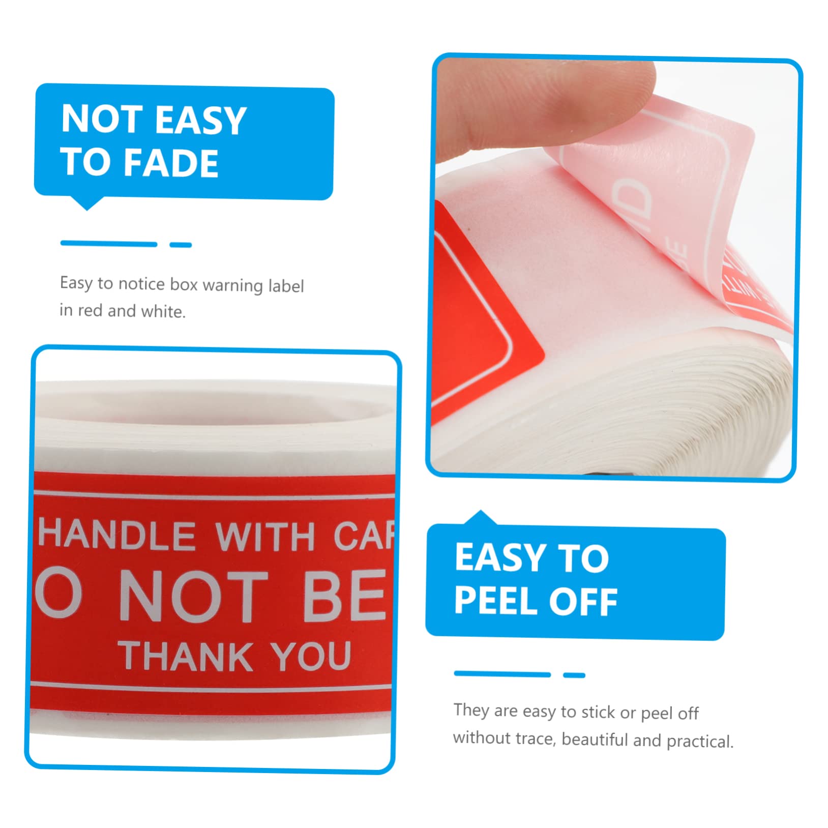HAWILLOSCH 1Roll Handle with Care Shipping Packing Label Stickers of Fragile Adhesive Stickers for Safe to Notice and Warning Labels