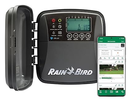 Rain Bird ST8O-2.0 Smart Indoor/Outdoor WiFi Sprinkler/Irrigation System Timer/Controller, WaterSense Certified, 8-Zone/Station, Compatible with Amazon Alexa,Grey/Black