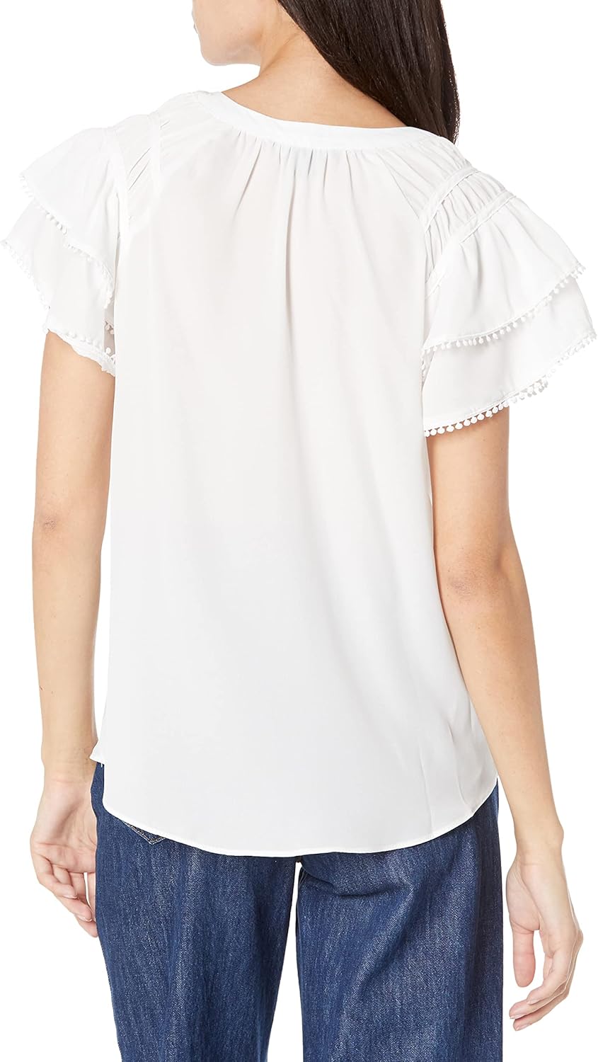 Zac & Rachel Women's Tiered Sleeve Button Front Blouse - Image 2