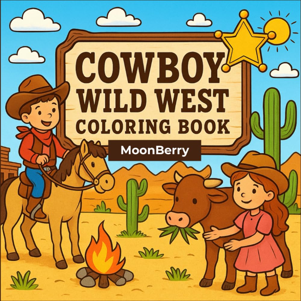 Cowboy - Wild West Coloring Book: Bold and Easy Western Ilustration for Kids and Adults