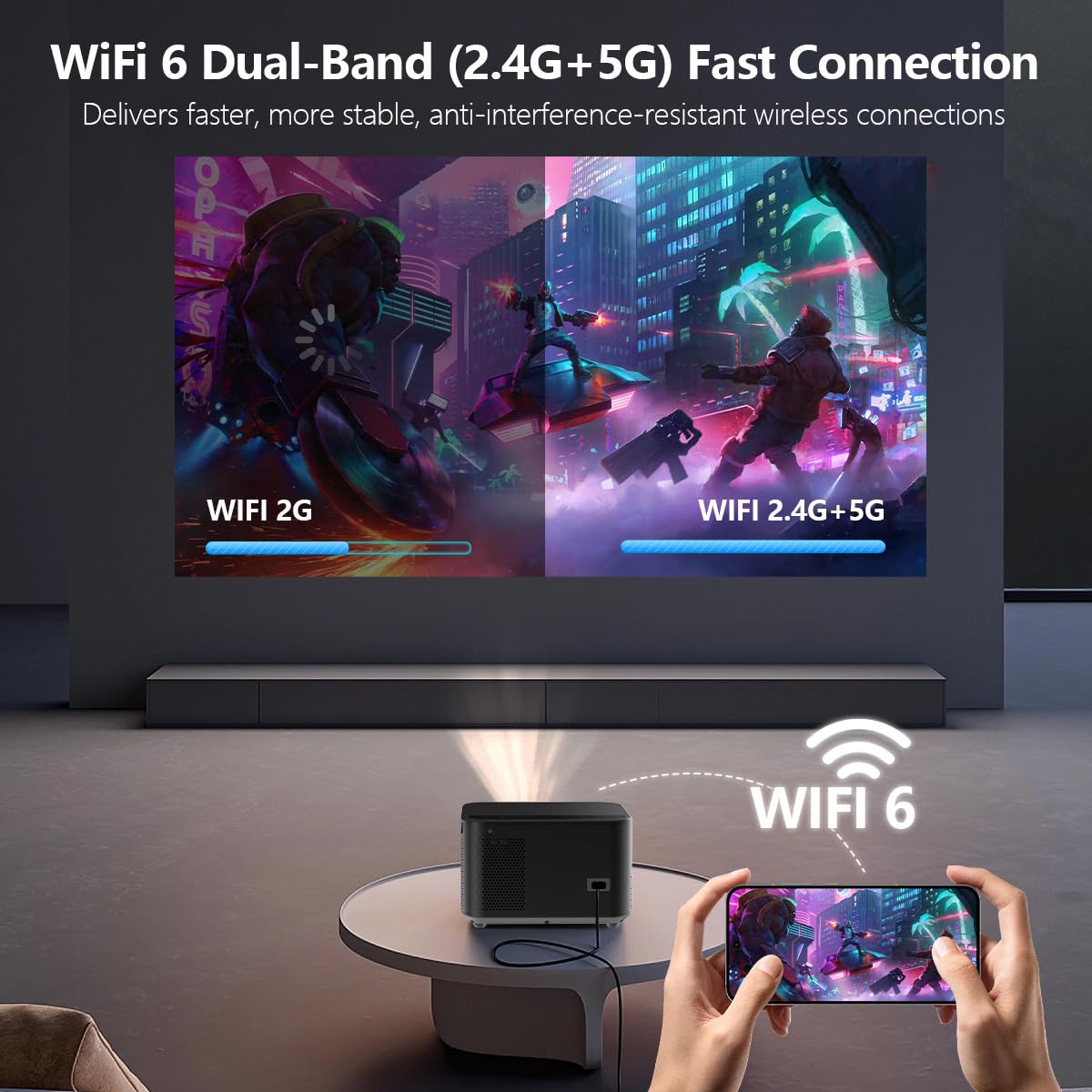 Videoproiettore ad alte prestazioni JY-540: luminosità 600 ANSI, Wi-Fi e Bluetooth, pulsante touch, ingressi HDMI/USB, Keystone automatico, Full HD 1080P - Perfetto per Home Theater, presentazioni e