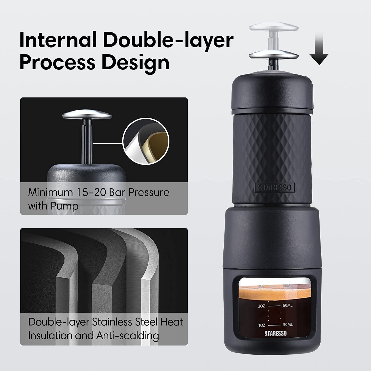 STARESSO Portable Espresso Machine Manual Espresso with Rich & Thick