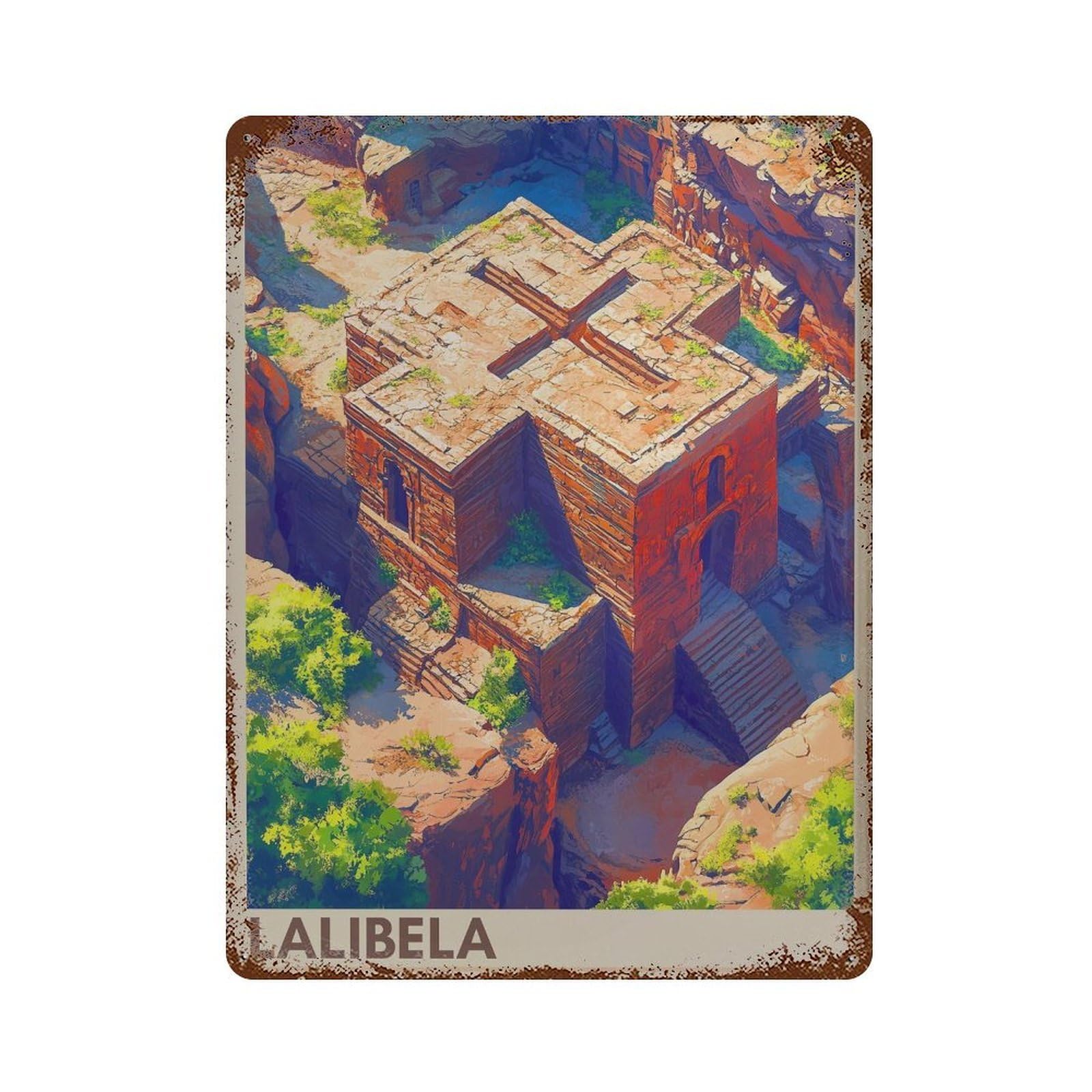 xiaoxiaoshen Lalibela Ethiopia Travel Stone Churches (2) Wall Decor Art Metal Tin Poster Modern Home Decor Art Home Bar Shop Decorations Vintage Sign 40x30cm