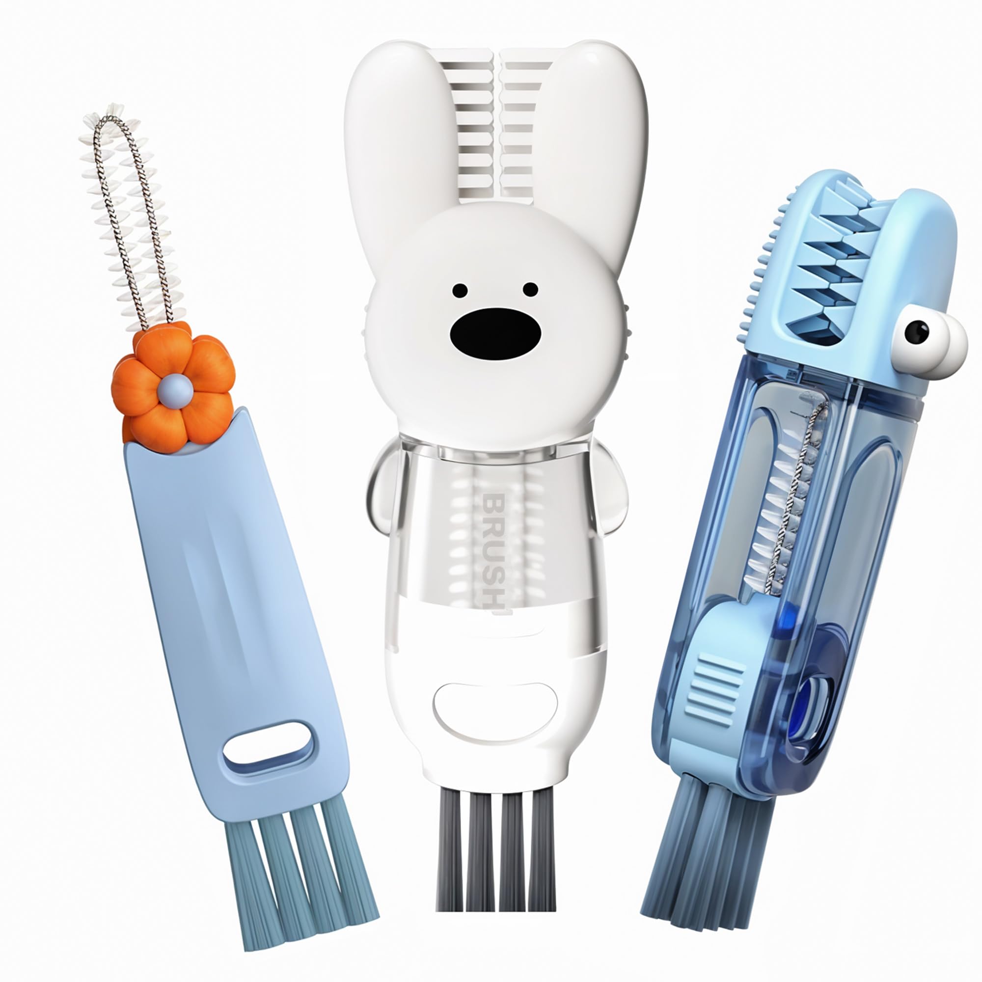 Cup Lid Cleaning Brush, 3 in 1 Cup Cleaner Brush New Multifunctional Lid Cleaner Lid Brush Cleaning Tool Multipurpose Bottle Gap Cleaner Brush Blue