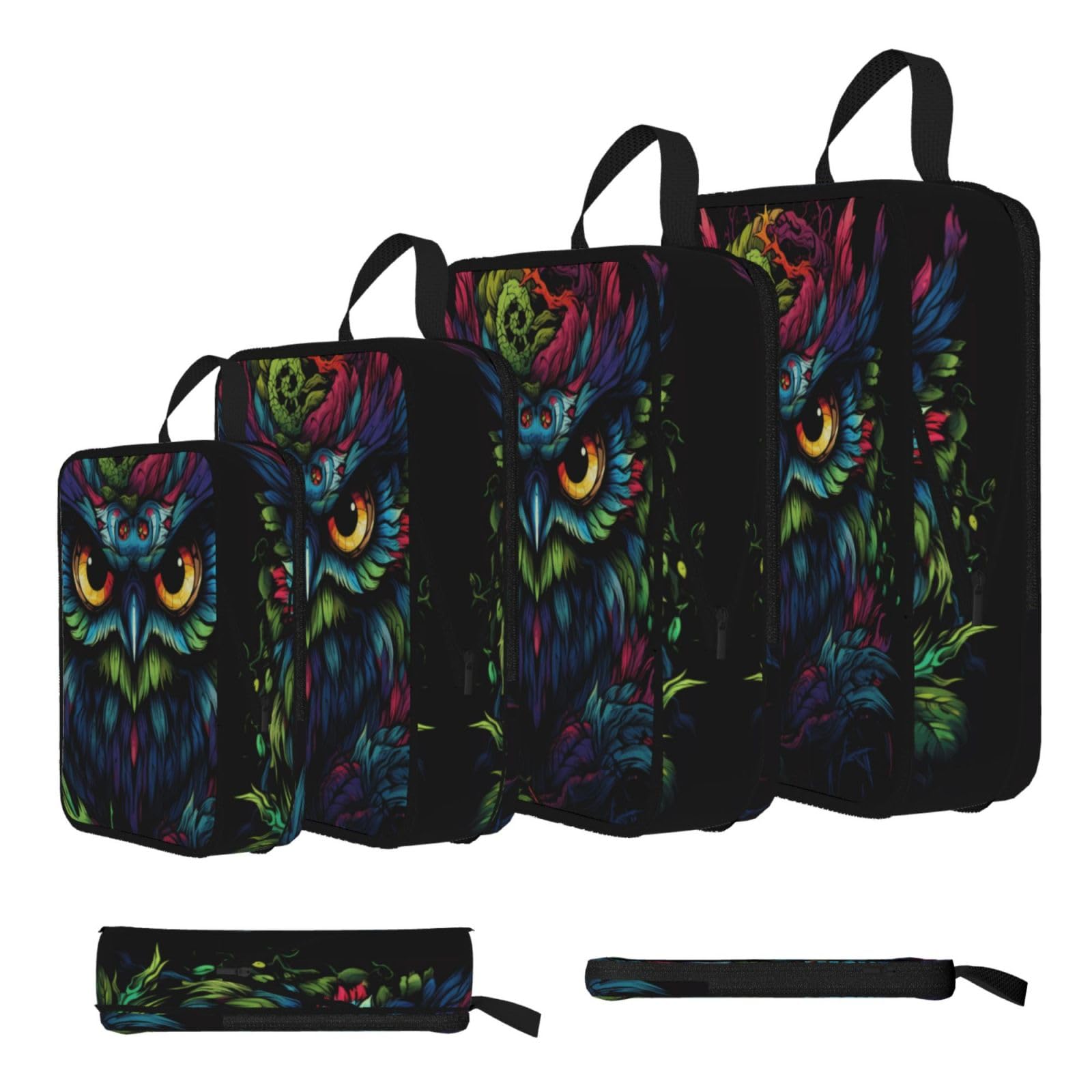 Sxzvvbn Black Owl On Background Compression Packing Cubes 4 Piece Set