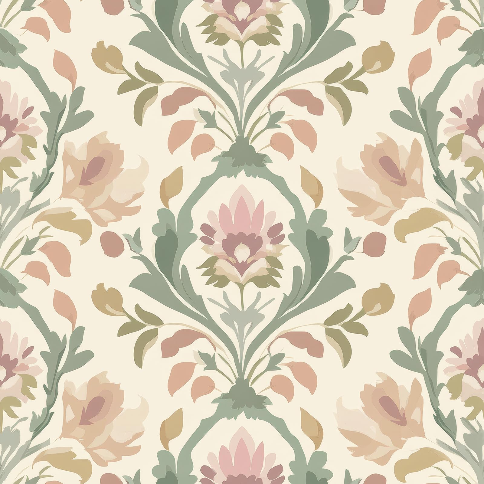 FunStick 44.5CMx9M Carta da Parati Adesiva Muro Floreale Foglie Pellicola Adesiva Decorativa per Pareti Bagno Camera da Letto Rosa Carta da Parati Autoadesiva per Armadio Soggiorno Floreale Beige