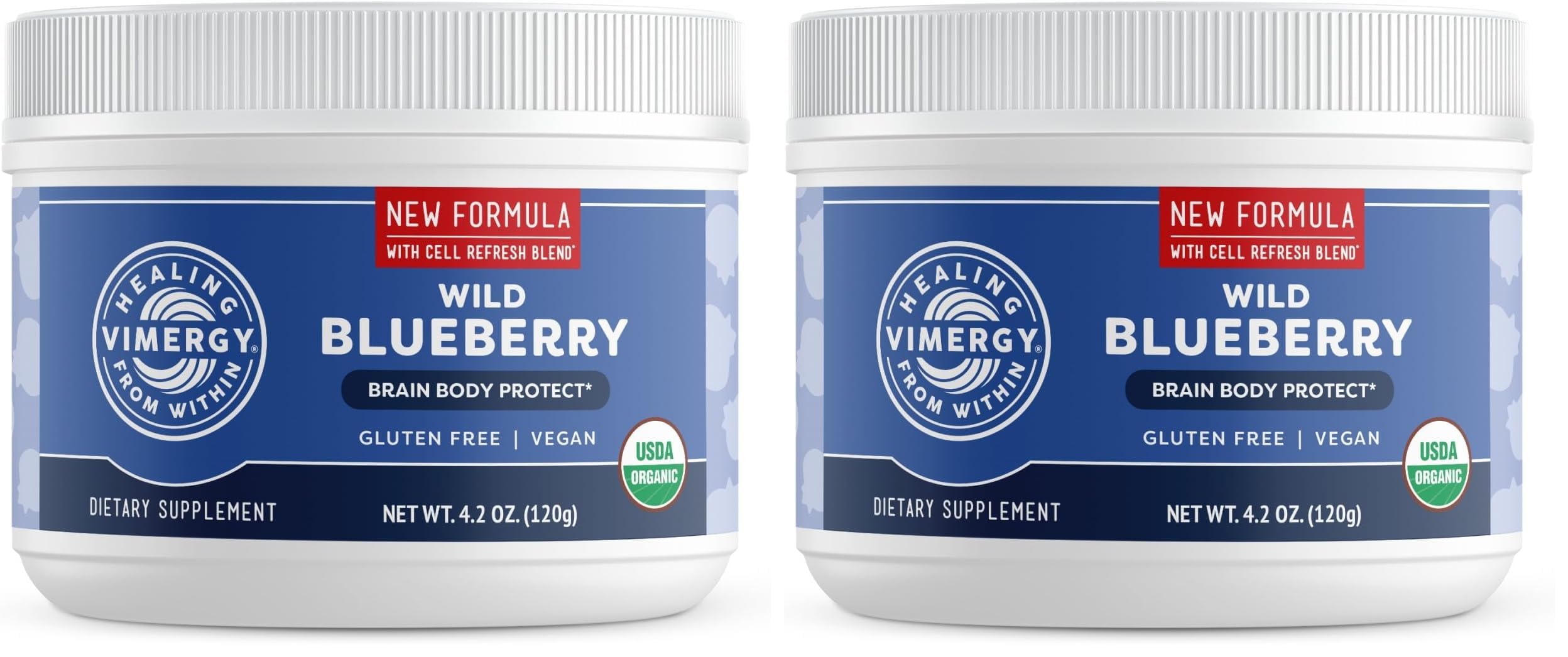 Vimergy Wild Blueberry Powder –Protects Brain Health* - Supports Cardiovascular Function* – Organic, Vegan &amp; Gluten-Free – 120g (Pack of 2)