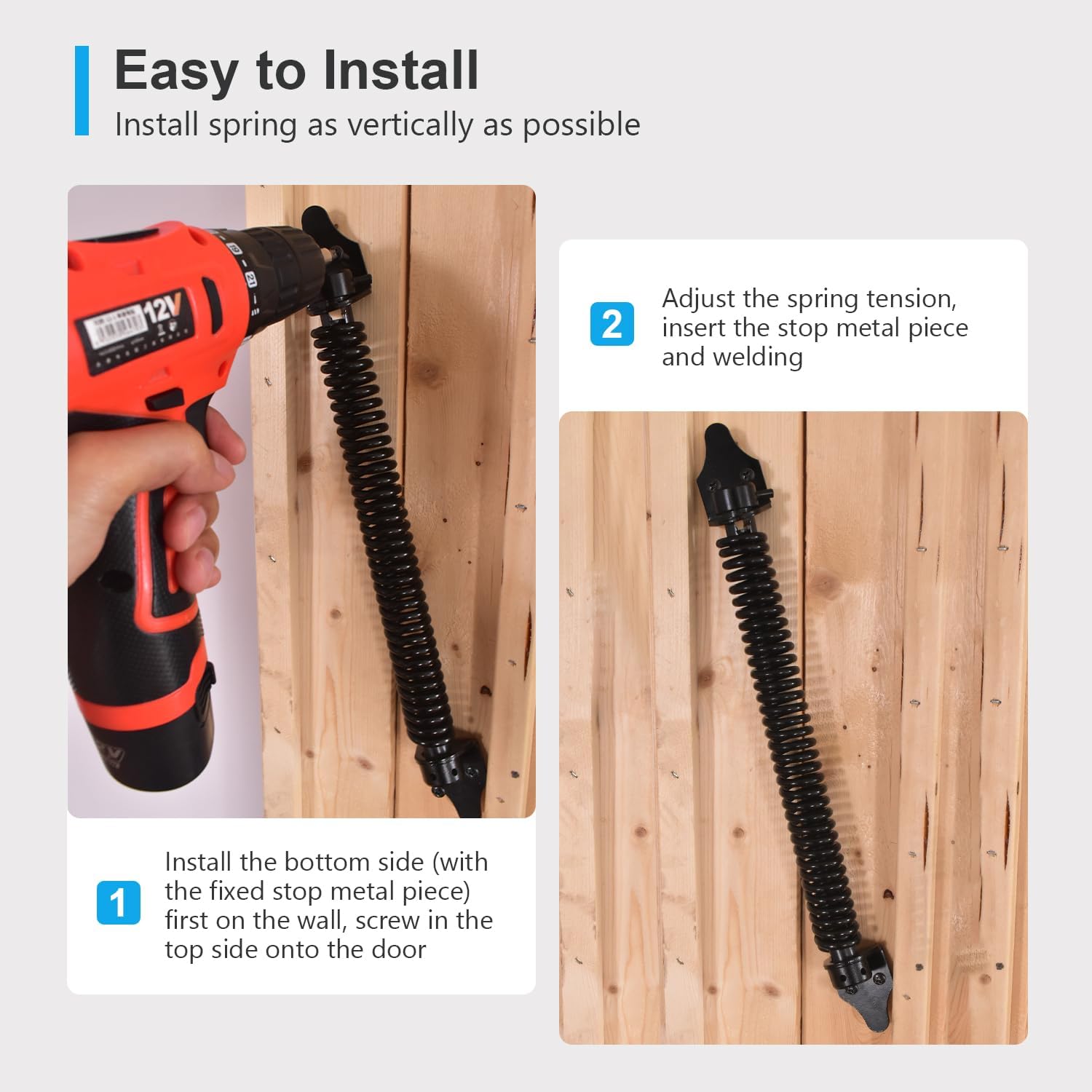 Gate Springs Self Closing Heavy Duty 14in Outdoor Gates Adjustable Tensioner Automatic Gate Closure - 2 Pack