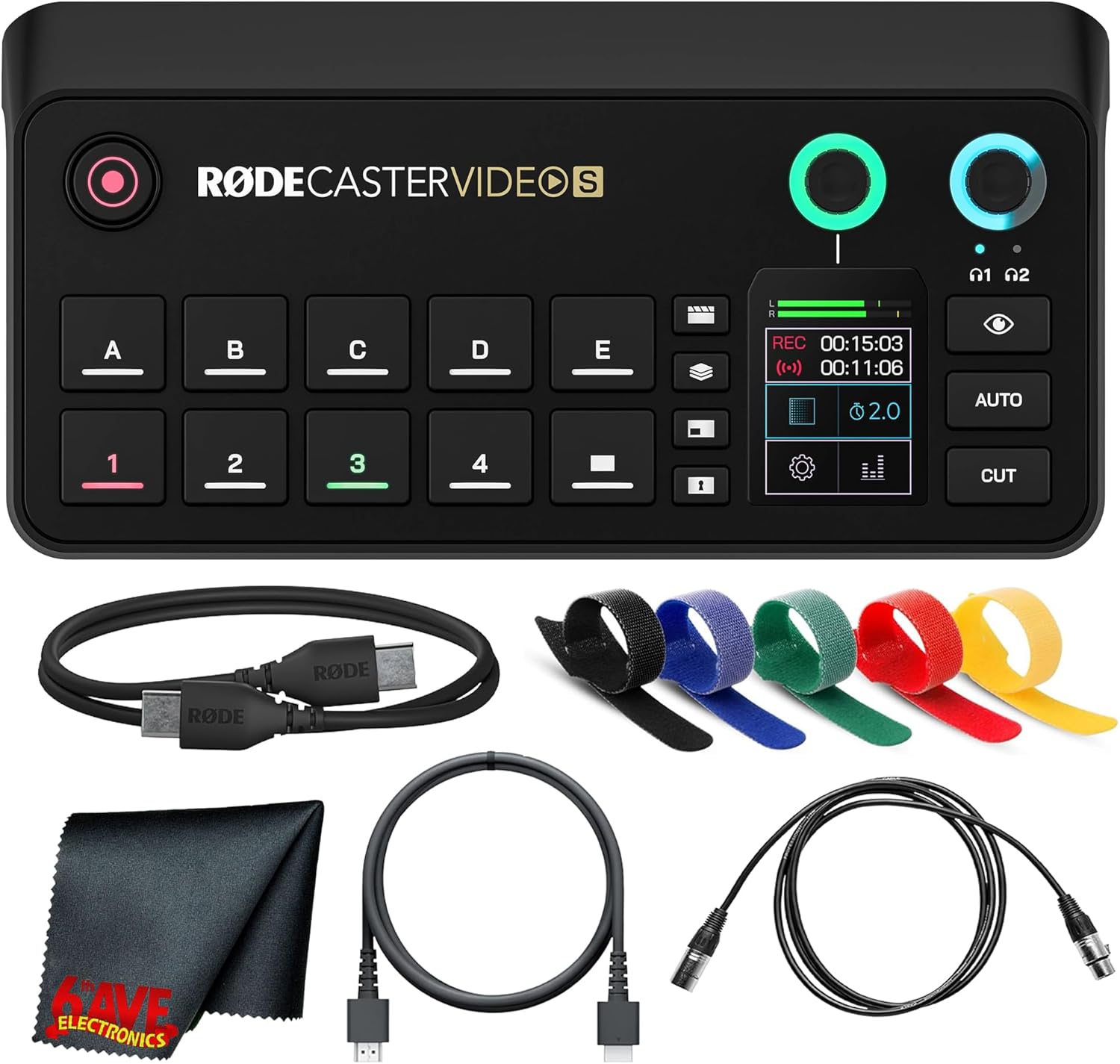 RØDE RODECaster Video S All-in-One Audio/Video Console for Podcasting & Streaming - Pro Switcher w/ HDMI, XLR Bundle (RCV-S)