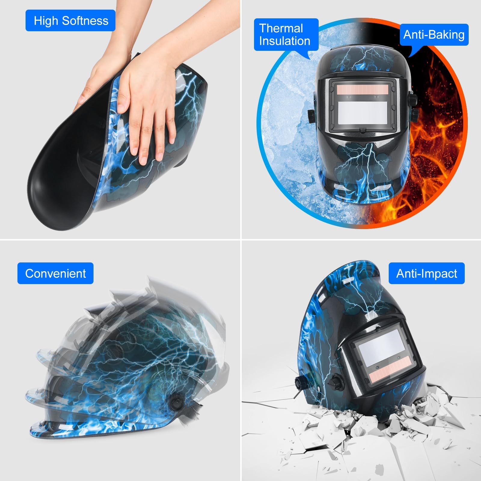 Casco de soldadura, ultraligero, solar, totalmente automático, oscurecimiento, gran campo de visión, máscara de soldadura, protección profesional para TIG MIG ARC (flash)