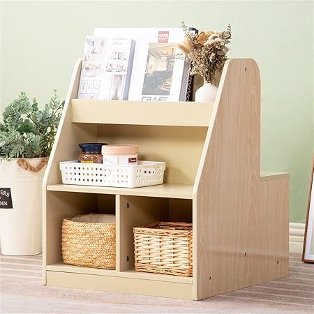 Amazon Co Jp 絵本棚 絵本ラック おもち収納 おしゃれ 収納ボックス 玩具箱 ラック ボックス 大容量 キッズ収納 子供用 おもちゃ箱 本棚 おしゃれ 本棚 子供 おもちゃ 収納棚 子ども ラック 椅子として使用可 ナチュラル ホーム キッチン