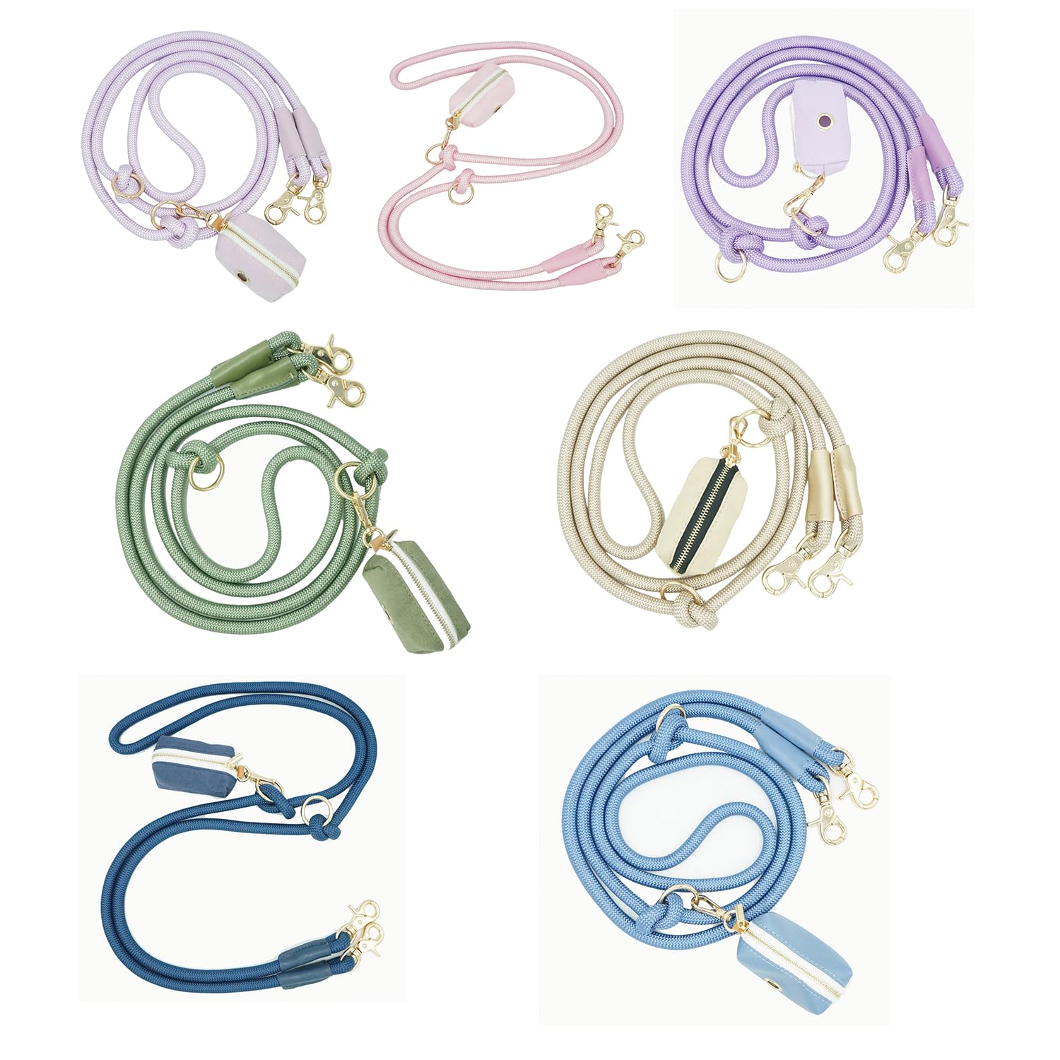 Hundeleine mit Tasche, 2,1 m Taille, Crossbody-Leine mit Tasche zum Laufen, Spazierengehen